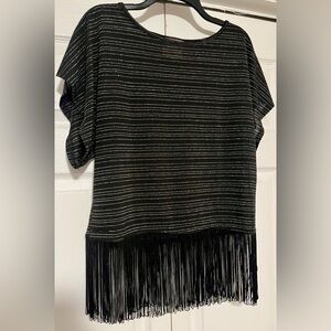 Romeo & Juliet Couture Black Fringe Top – Size Small